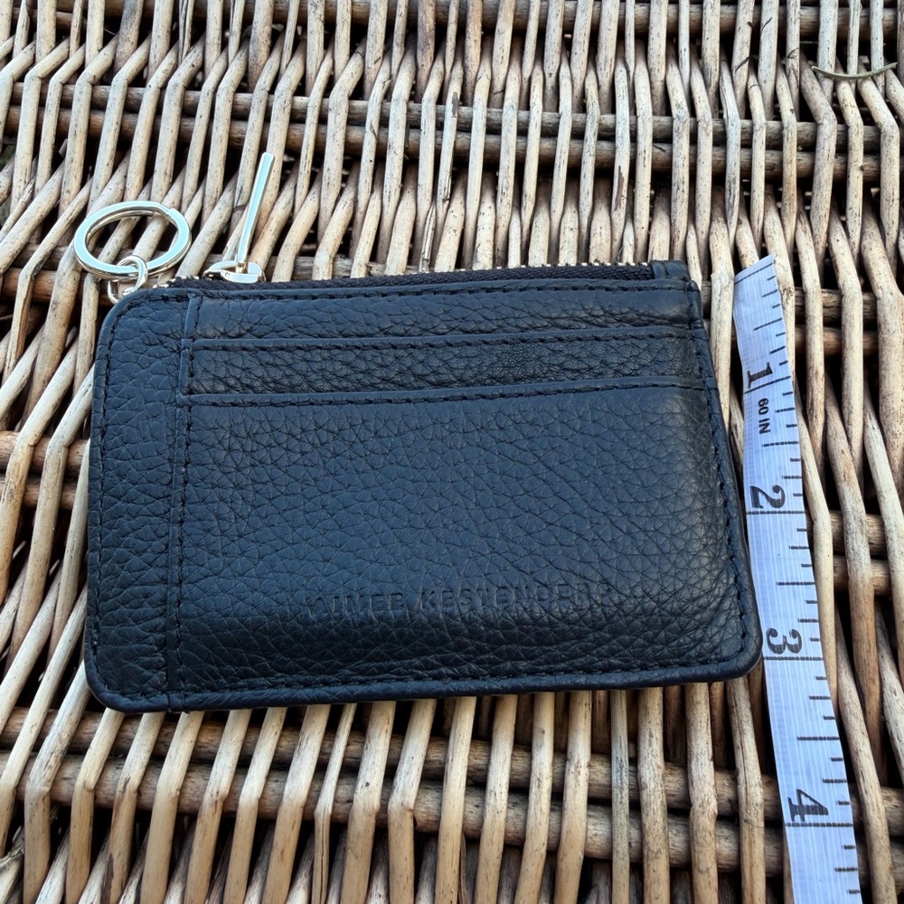Aimee Kestenberg Alia Pebbled Leather Slim ID Wallet zip Black Card Holder